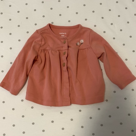 Carter’s Coral Baby Cardigan Size 6M EUC - Picture 1 of 5
